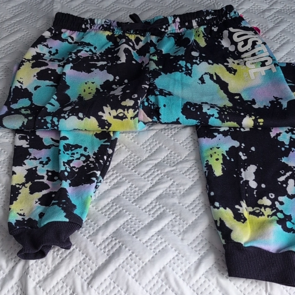 Justice Black and Blue Joggers with Elastic Cuffs NWT